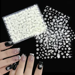 12Pcs White Snowflake Nail Art Stickers Silver Laser Snowman Winter Christmas Nail Decals Snowflakes Self-Adhesive Nail Sliders