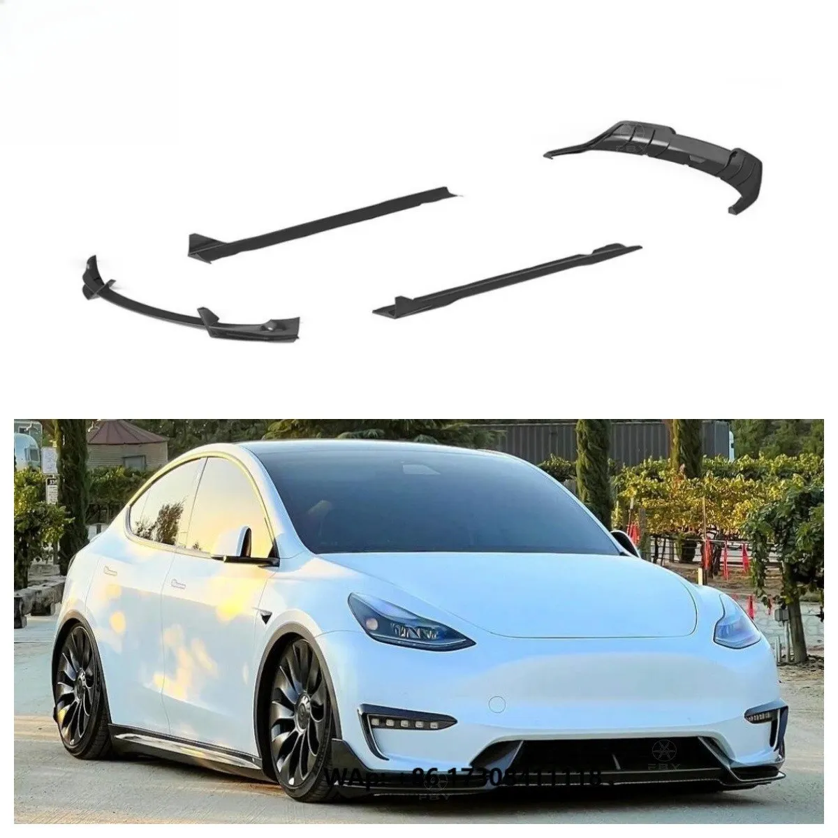 Hight Quality AD Style Carbon Fiber Body Kit for Model Y 2019-2023 Front Lip Diffuser Side Skirt Spoiler