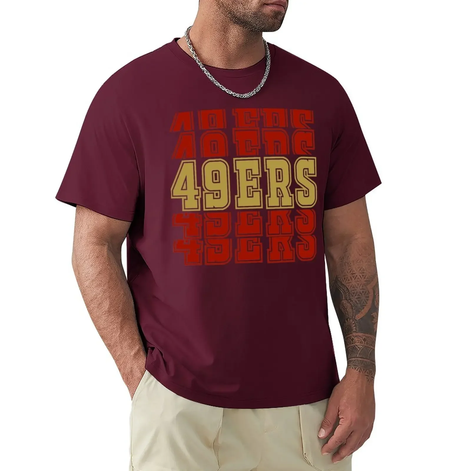 logo gift idea 49ers T-Shirt 2024 oversized man clothes mens funny Men Women Good Omens T Shirt heavyweight sweatshirt hot sale