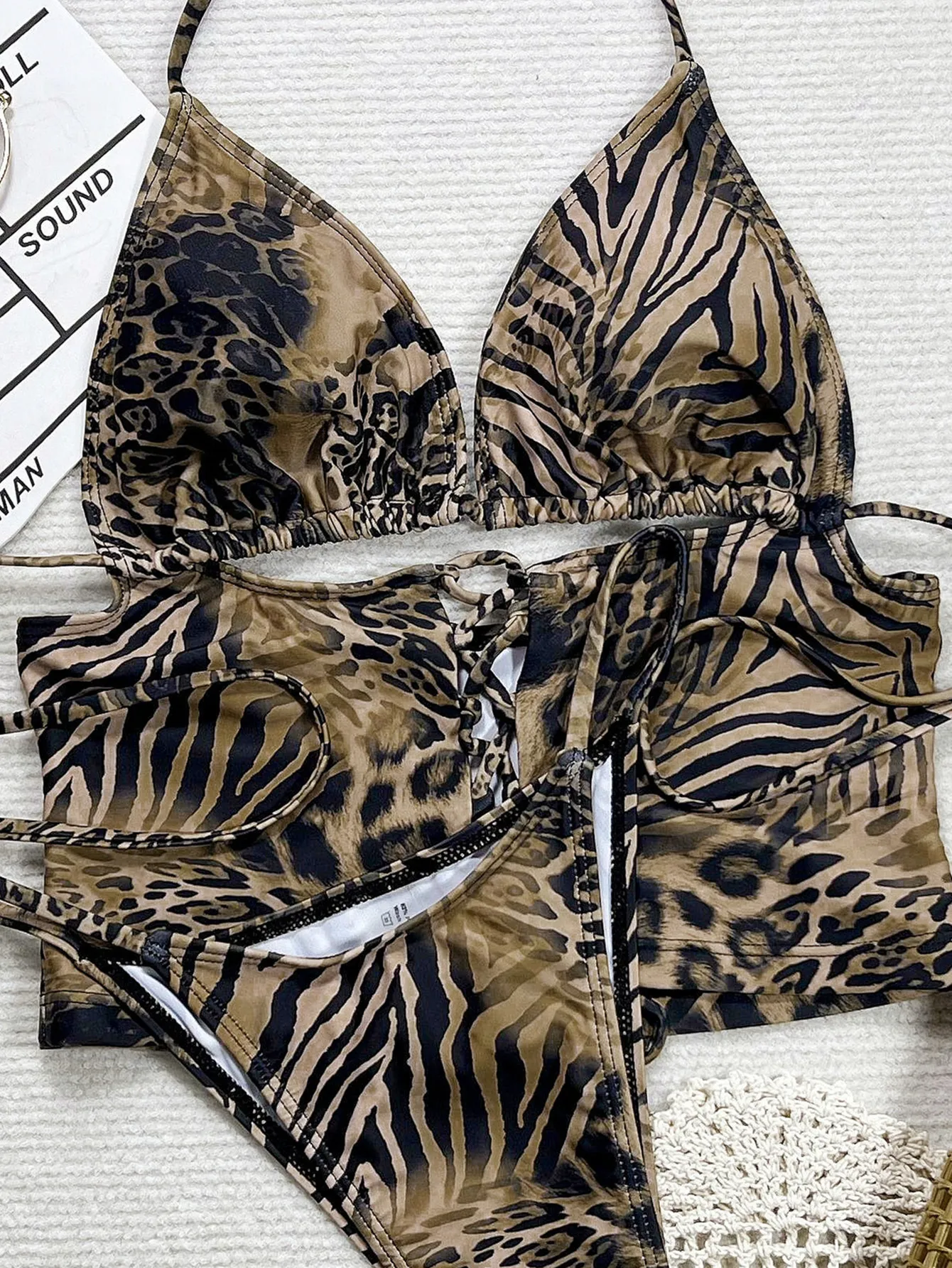 Seksowny wzór w cętki bandaż bikini zestawy dwuczęściowy krótki kamizelka stringi stroje kąpielowe kostiumy kąpielowe strój kąpielowy stroje kąpielowe biquini tankini