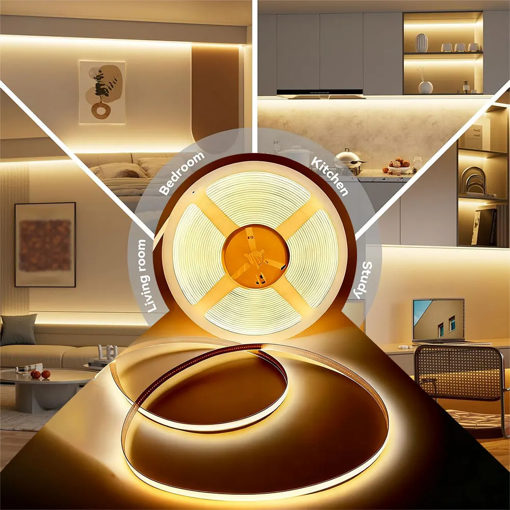3mm Ultra Thin COB LED Strip with Touch Switch, Linear LED Tape Light for DIY and Bedroom Decor