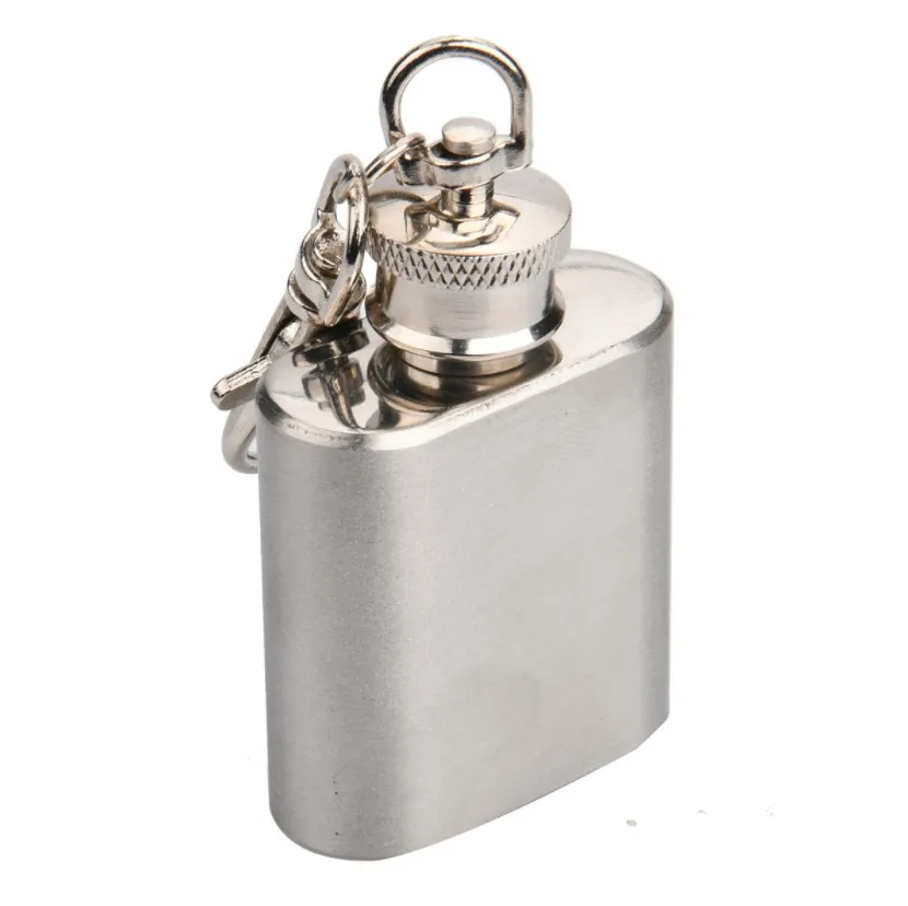

100pcs 1oz 28ml Stainless Steel Key Chain Ring Hip Liquor Whiskey Alcohol Flask Cap Pocket Wine Bottle ni449