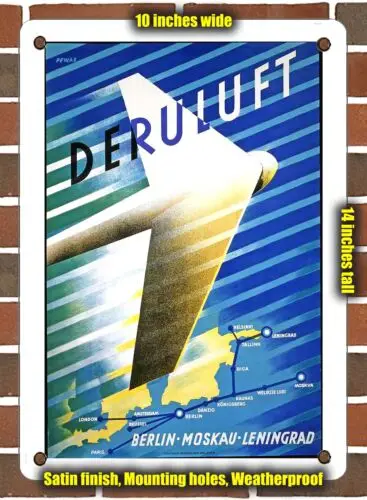 METAL SIGN - 1934 Deruluft Berlin Moscow Leningrad - 10x14 Inches