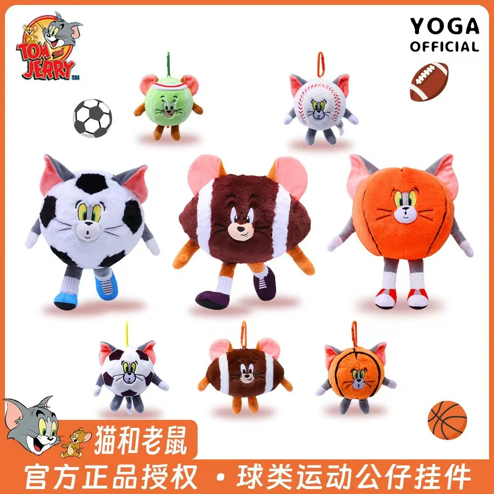 MINISO Tom&Jerry Plush Doll Bag Ornaments Funny Deformation Dress Up Sport Ball Games Plush Soft Couple Keychain Cute Kawaii