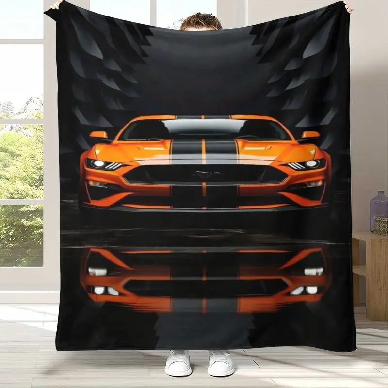 Vintage M-Mustang Racing Biker Garage Moto Soft Flannel Throw Blanket,Cozy Warm Blanket for Bed,Sofa,Living Room,Picnic,Camping