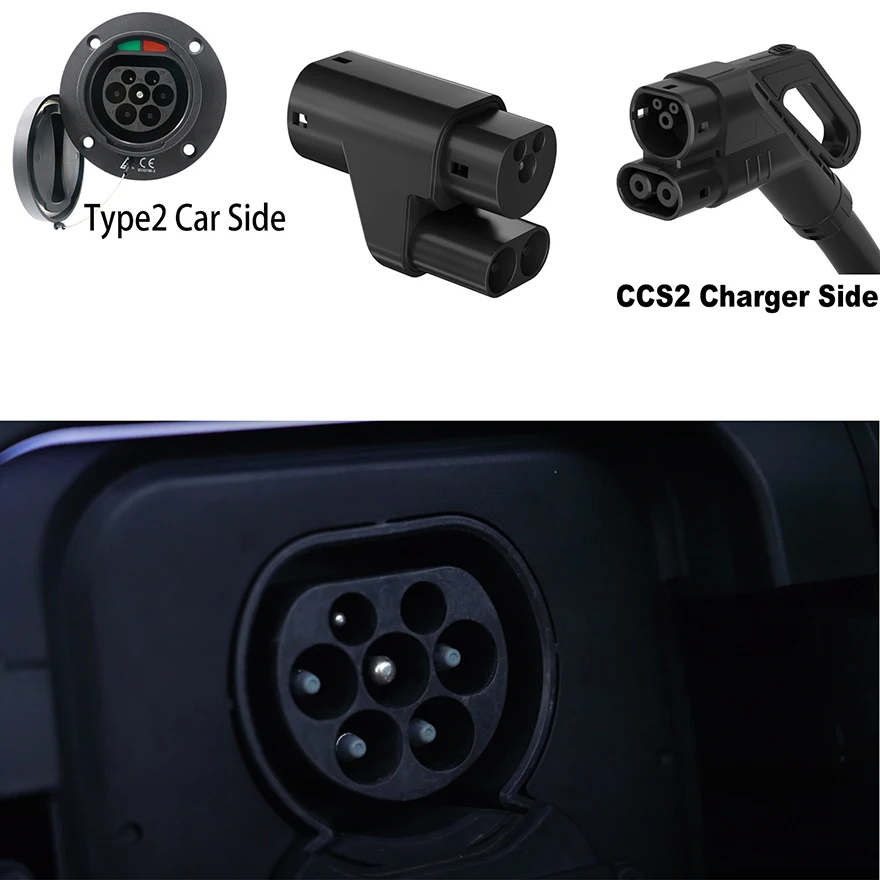 EVSE Combo CCS2 to type 2 connector DC AC converter ev charger adapter for electric car vehicle