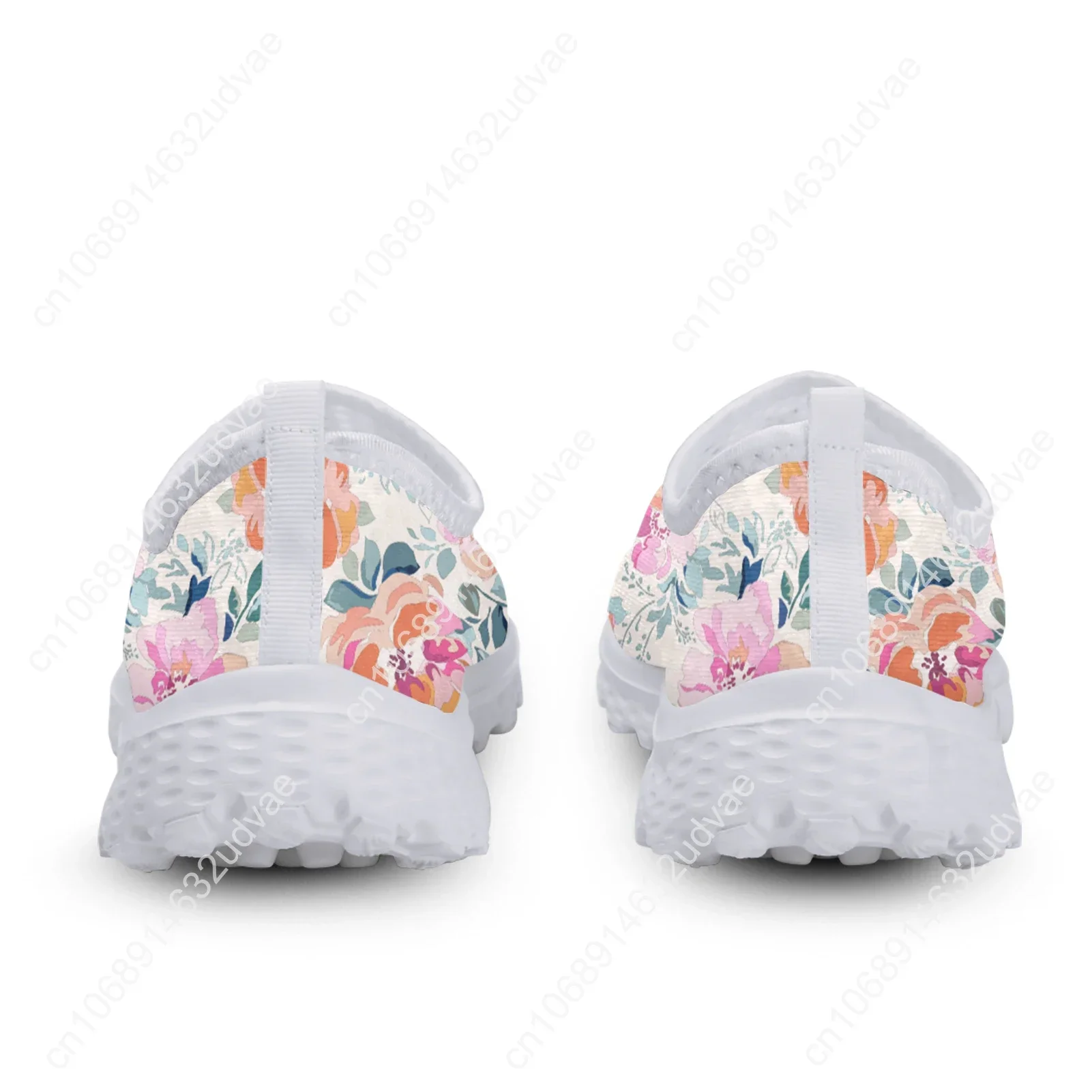 Beautiful Hibiscus Pattern Shoes Gold Flower Print Sneakers Slip On Light Mesh Shoes Summer Breathable Flats Shoes