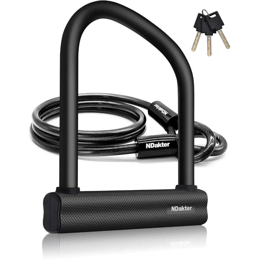 

Bike Locks Heavy Duty Anti Theft, Bicycle U Lock for Ebike, 18mm Shackle, 6FT Steel Security Cable with 3 Keys for Electric Esc