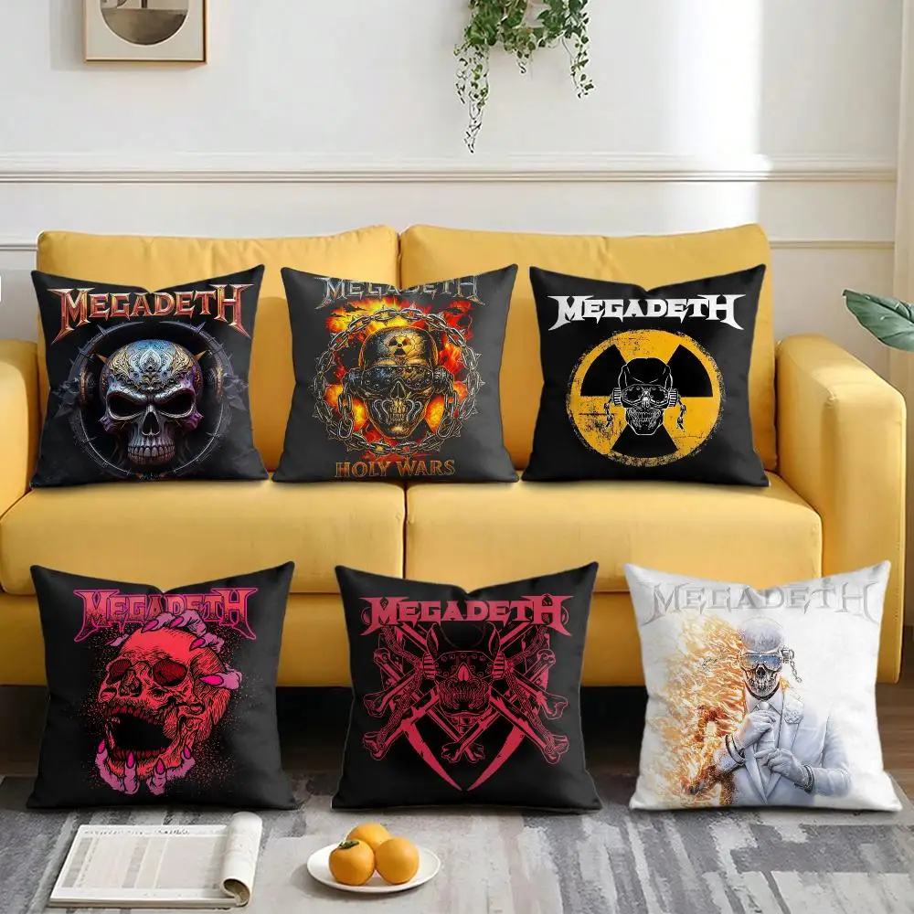 Metal Band M-Megadeth Cushion Cover Soft Plush Fabric Double-Sided Printed Pillowcase for All Seasons Home Decor