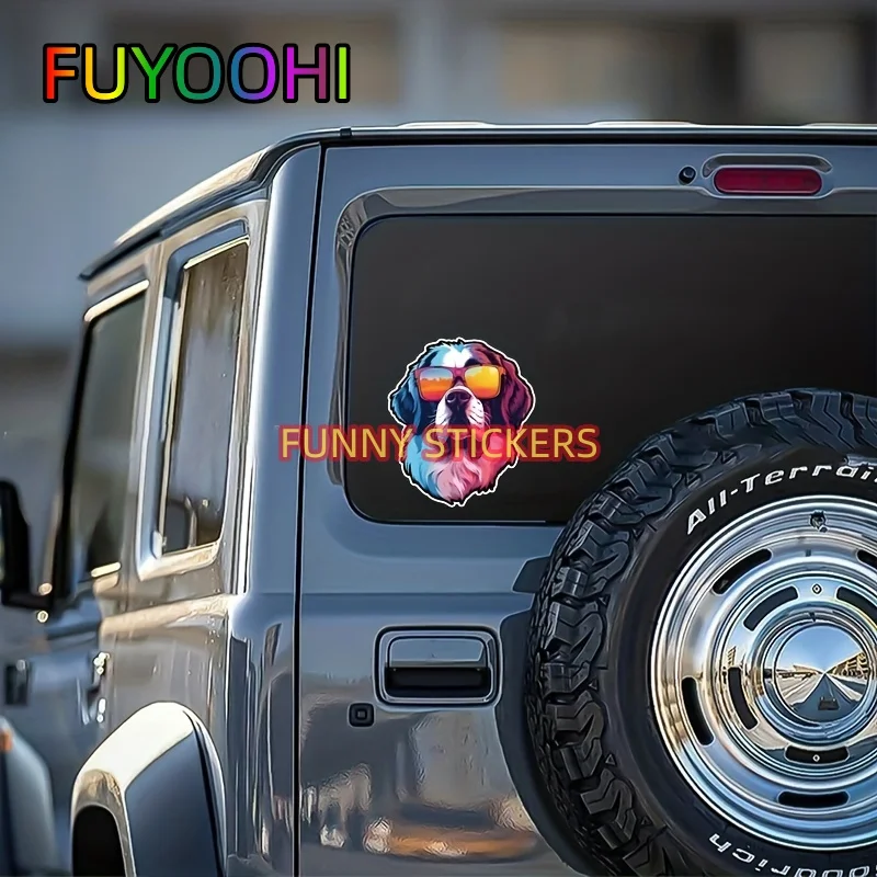 FUYOOHI Cool And Colorful Dog Avatar Designed Specifically For Car Laptop Tumbler Chassis With Colorful Stickers