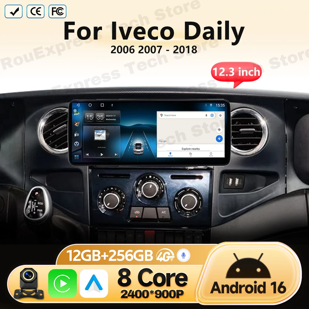 Android 12.3'' For Iveco Daily 2006 2007 2008 2009 2010-2018 GPS Navigation Multimedia Video Player Stereo Car Radio No 2Din DVD