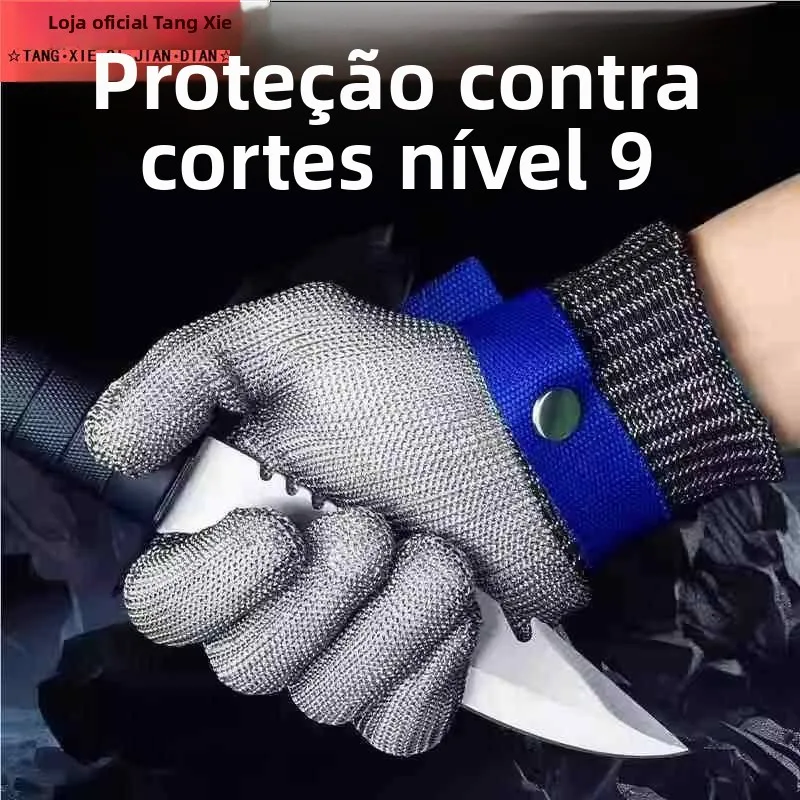 ステンレス鋼線強化金属手袋-9-レベル保護強化版アンチカット手作り作業釣り殺生用