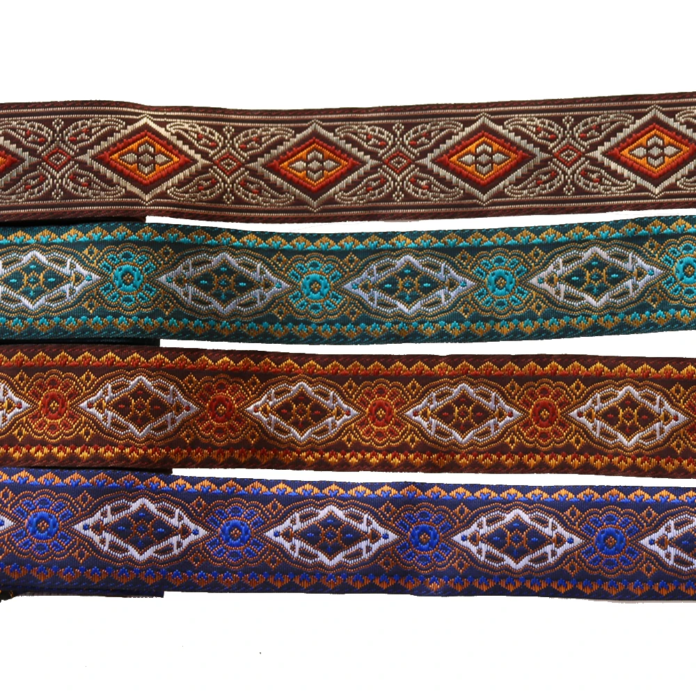 7 metr 35MM 1.3 cala 33mm Vintage etniczne hafty taśma koronkowa Boho koronki wykończenia DIY torba na ubrania akcesoria haftowana tkanina