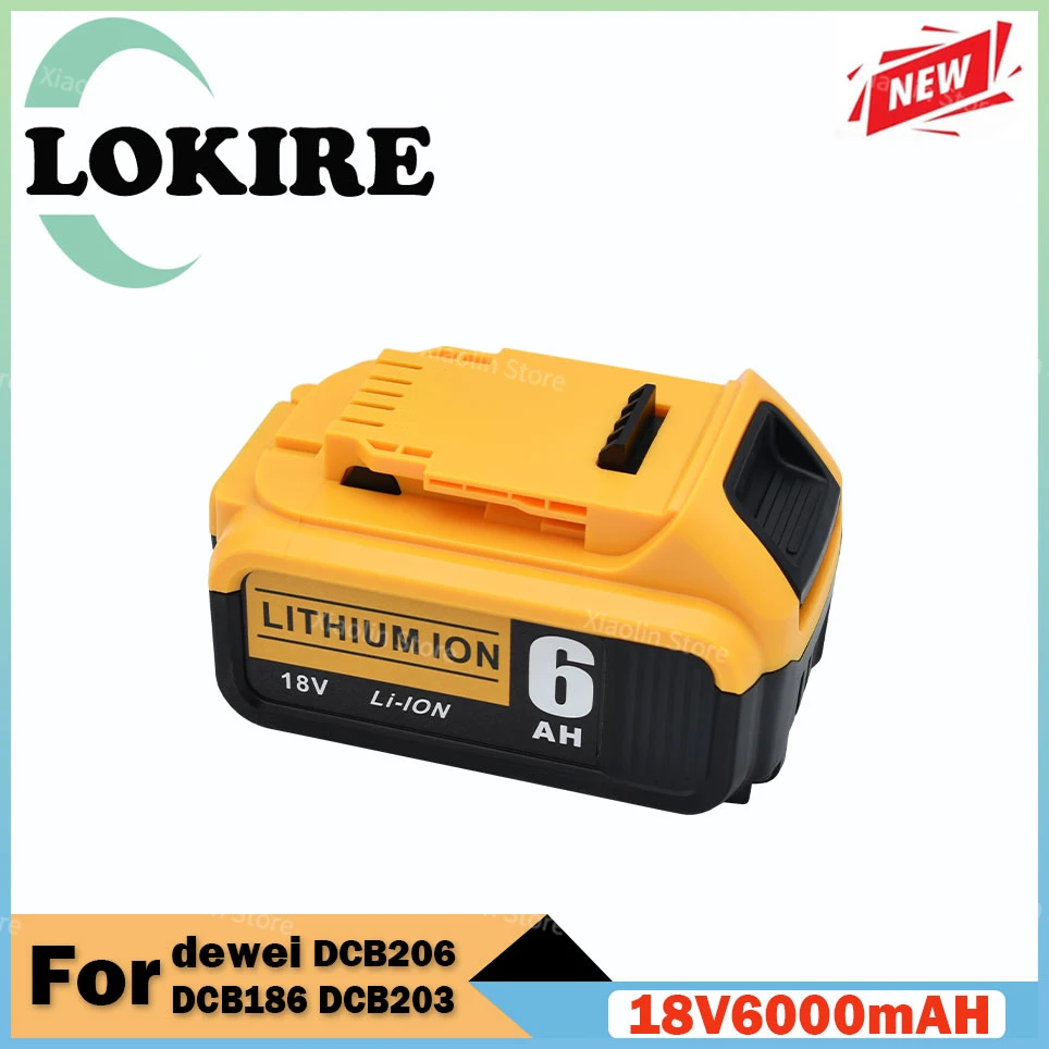 18V 6000mAh rechargeable battery，for dewei DCB184 DCB184B-XJ DCB180 DCB181 DCB182 DCB183 DCB185 18V Power Tool Battery