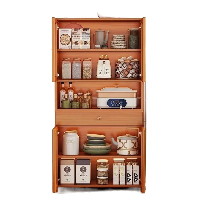 خزانة بوفيه مع مساحة تخزين، خزانة جانبية للمطبخ الحديث مع باب زجاجي للدرج، خزانة بار القهوة الخشبية مع قابلة للتعديل #4