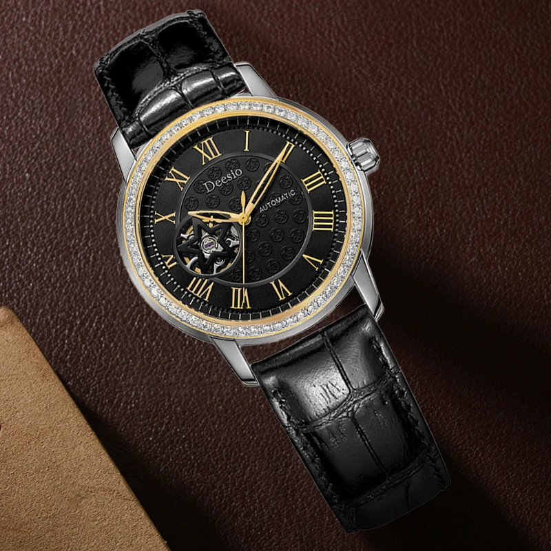 

Deesio N95 Hollow Star Design Mechanical Watch Men Luxury Band Automatic Movement Watches Fashion Casual Wristwatch Clock Gifts