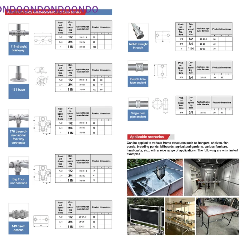 

Aluminum Alloy Connector Elbow Tee Base Flat Three-dimensional Fitting Connection Fastener 20/25mm Steel Tube Shelf Parts