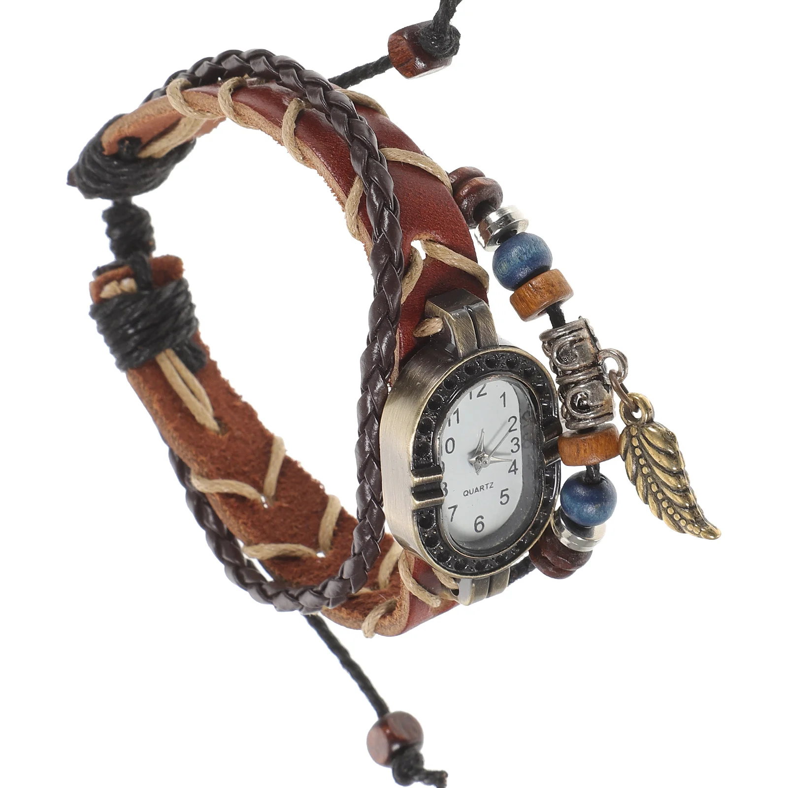 Women's Wrist Watches Beaded Bracelet Bracelets Retro Quartz Chic for Man Woman Wristwatch