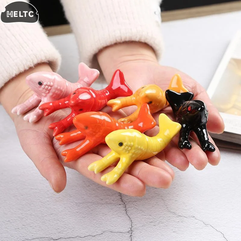 Cute Crayfish Shaped Ceramic Chopstick Rest Cute Animal Tableware Holder Pen Rack For Kitchen Hotel Restaurant Table Decoration