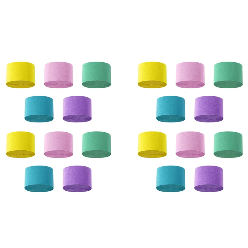 SQPP-20 Rolls Pastel Rainbow Crepe Paper Streamers Birthday Party Decoration Paper For Wedding Festival Ornament Supplies
