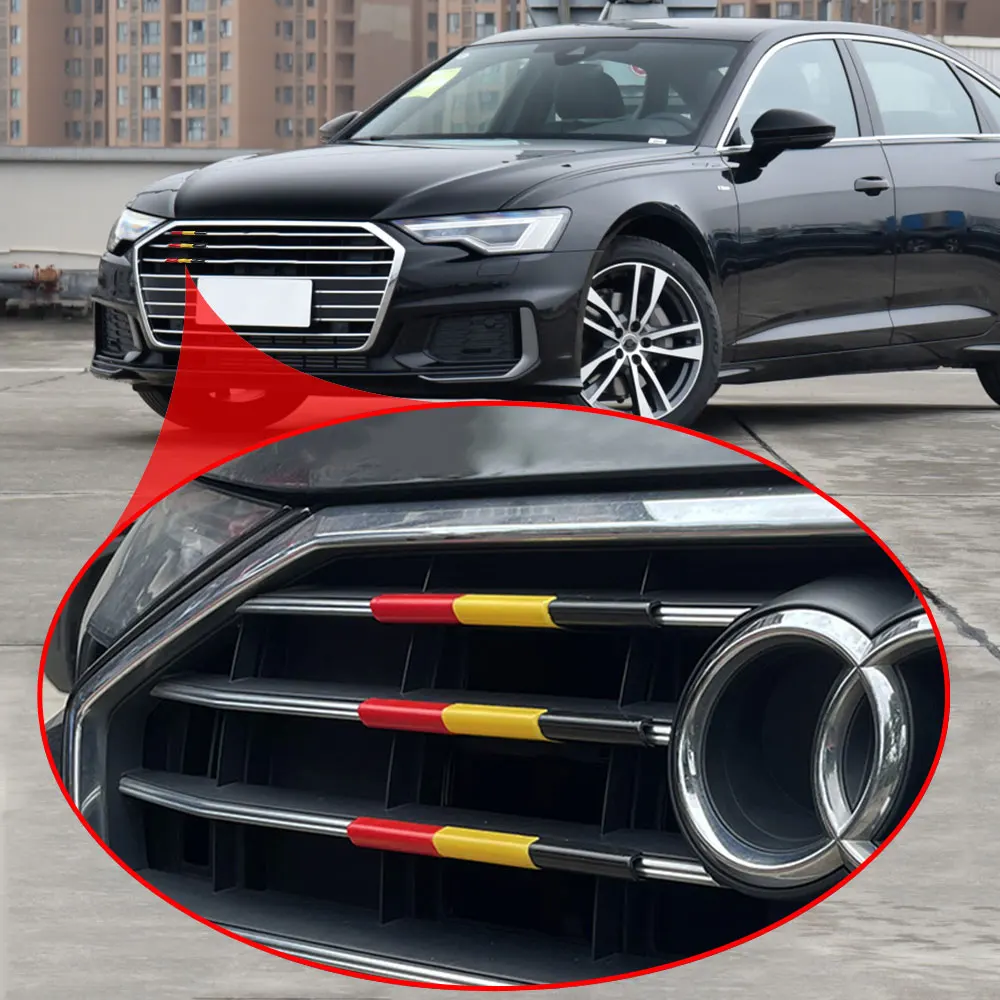For Audi A6 C8 4K 2019-2022 Car Front Grille Trim Strips Racing-Grills Decorative Three-Color Automotive Exterior Accessories