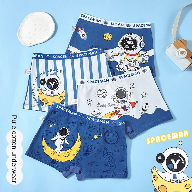 4PCS Underpants Boy Cute Briefs for Boys Pure Cotton Children\'s Panties Boxers Cartoon Boys\' Underwear Shorts Boxer Underwears