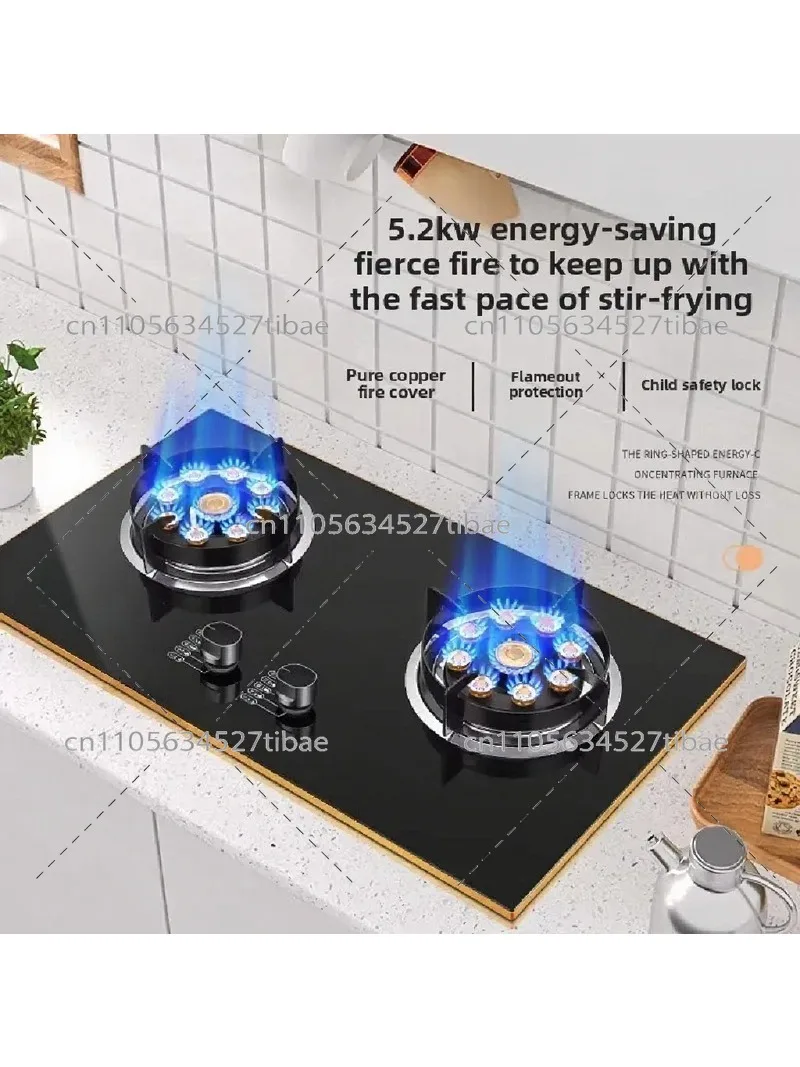 Double Stove Household Liquefied Gas Embedded Tabletop Gas Stove Natural Double Burner Energy-Saving High Heat Cooktop