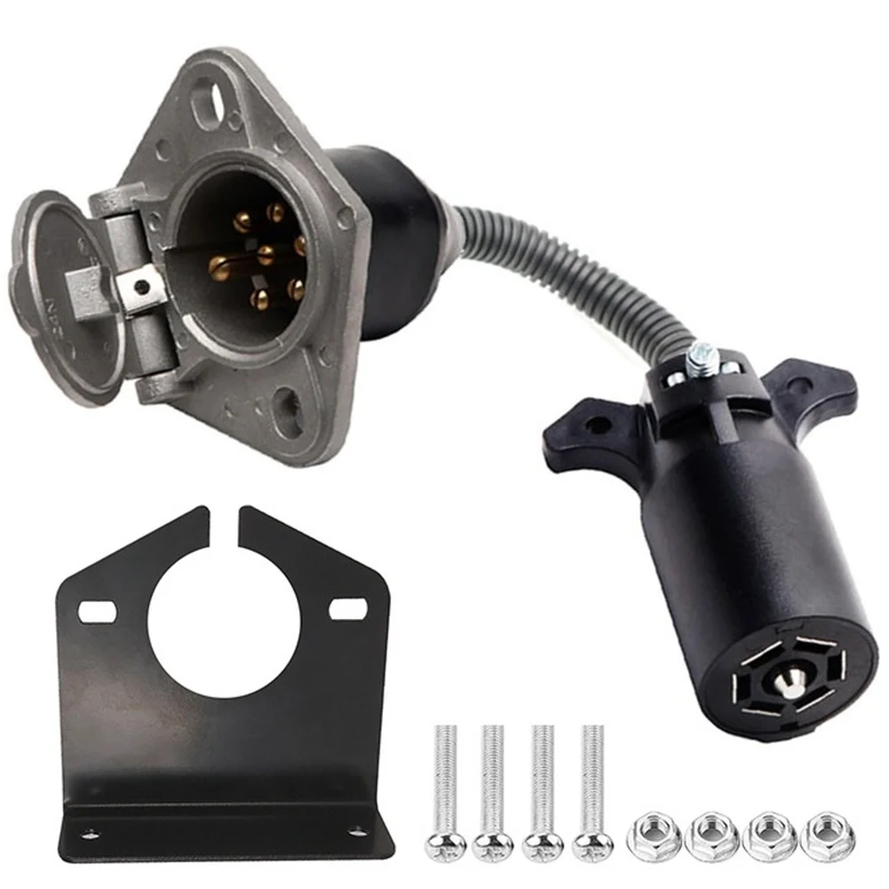 

7 Pin Trailer Connector Adapter For For AMERICAN Blade To Round Socket With High Compatibility And Reliable Contact Points