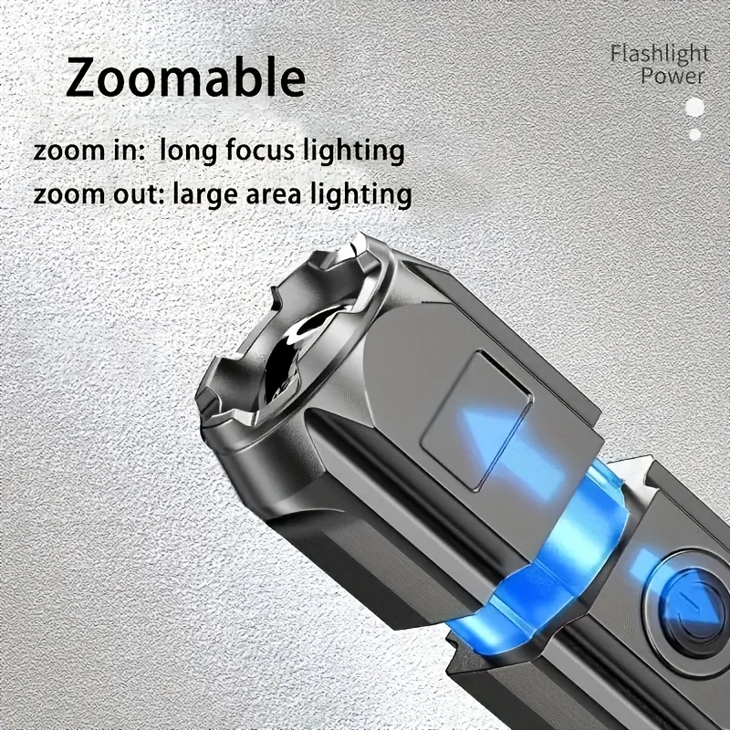 Super Bright Zoomable Flashlight - Portable, Multi-Functional, Telescopic Zoom For Outdoor Home Use