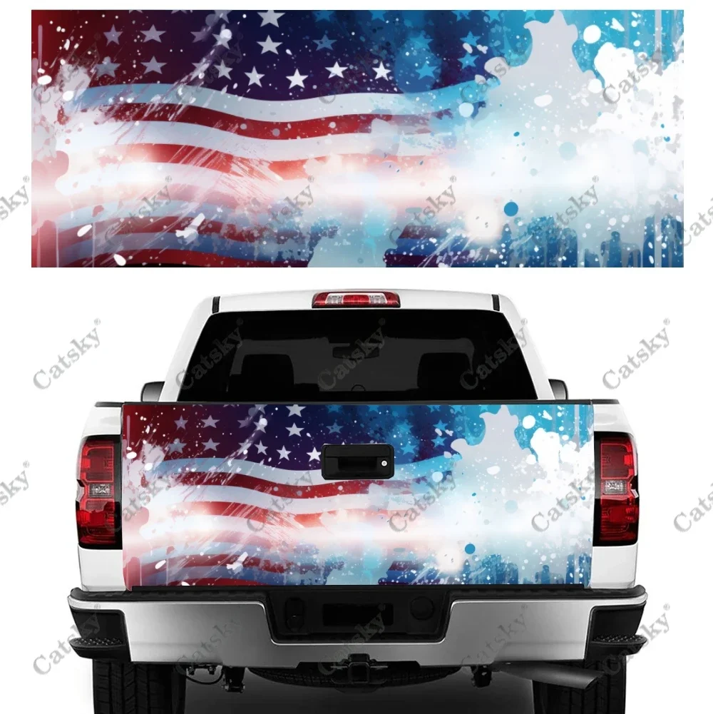 American Flag Splatter Splash Truck Tailgate Wrap Professional Grade Material Universal Fit for Full Size Trucks Weatherproof