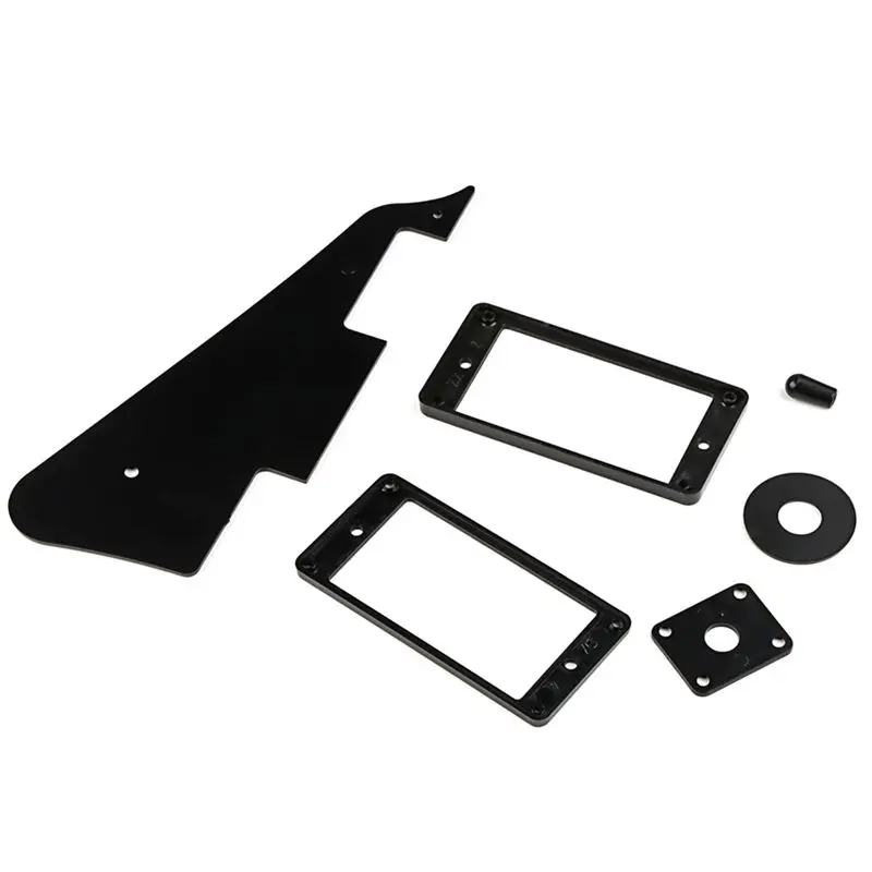 ABVH-1Ply Black Pickguard Back Plate Screws Set & Humbucker Pickup Ring & Switch Ring Fit Les Paul Pickguard Replacement