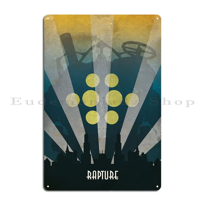 Bio Shock - Welcome To Rapture Metal Sign Poster Wall Cave Printed Wall Decor Decoration Living Room Tin Sign Poster