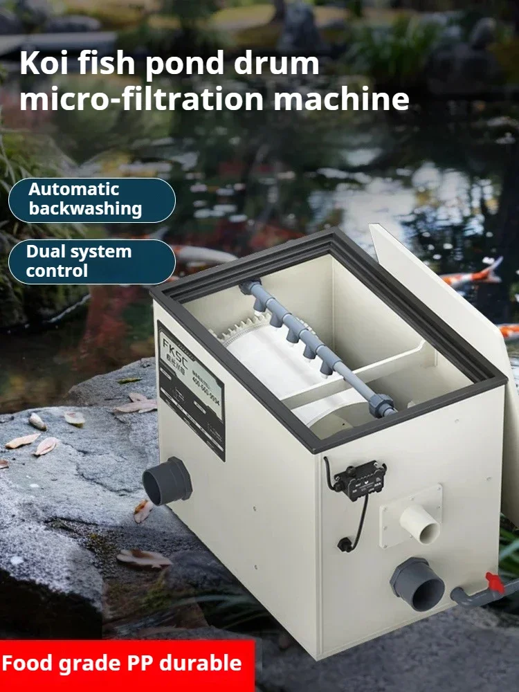 apply toAutomatic Fish Pond Filter Rotary Drum Micro Filter Aquaculture Sewage Backwashing Water Circulation Purification System