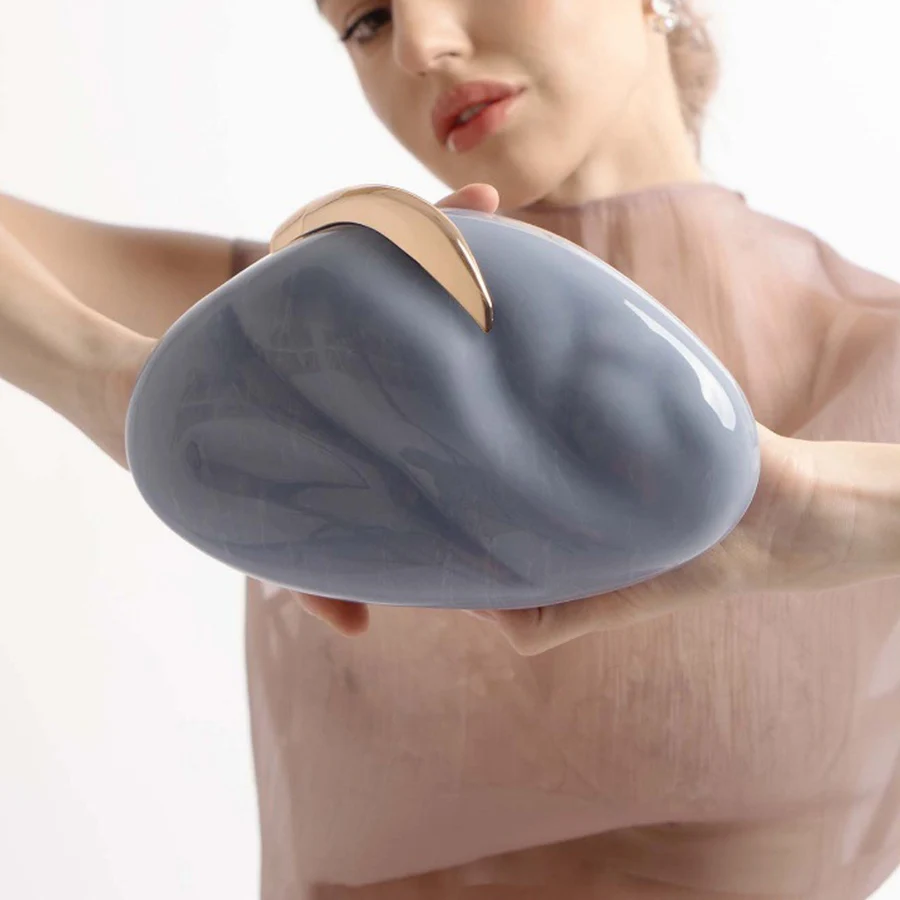 Lady Female Brand Women Metal Handle Mini Purse Luxury Shoulder Bag Prom Acrylic Snail Shape Hard Shell Box Clutch Beach Handbag view 3