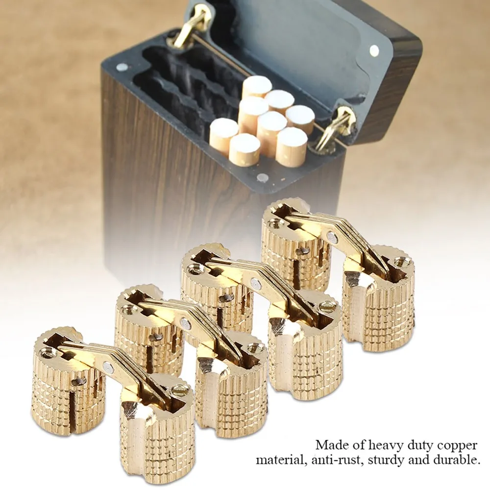 

8 шт., 8 мм, петля для шкафа, угол открытия 180 градусов с винтами, петля для ствола, латунная невидимая мебельная петля, изготовление мебели