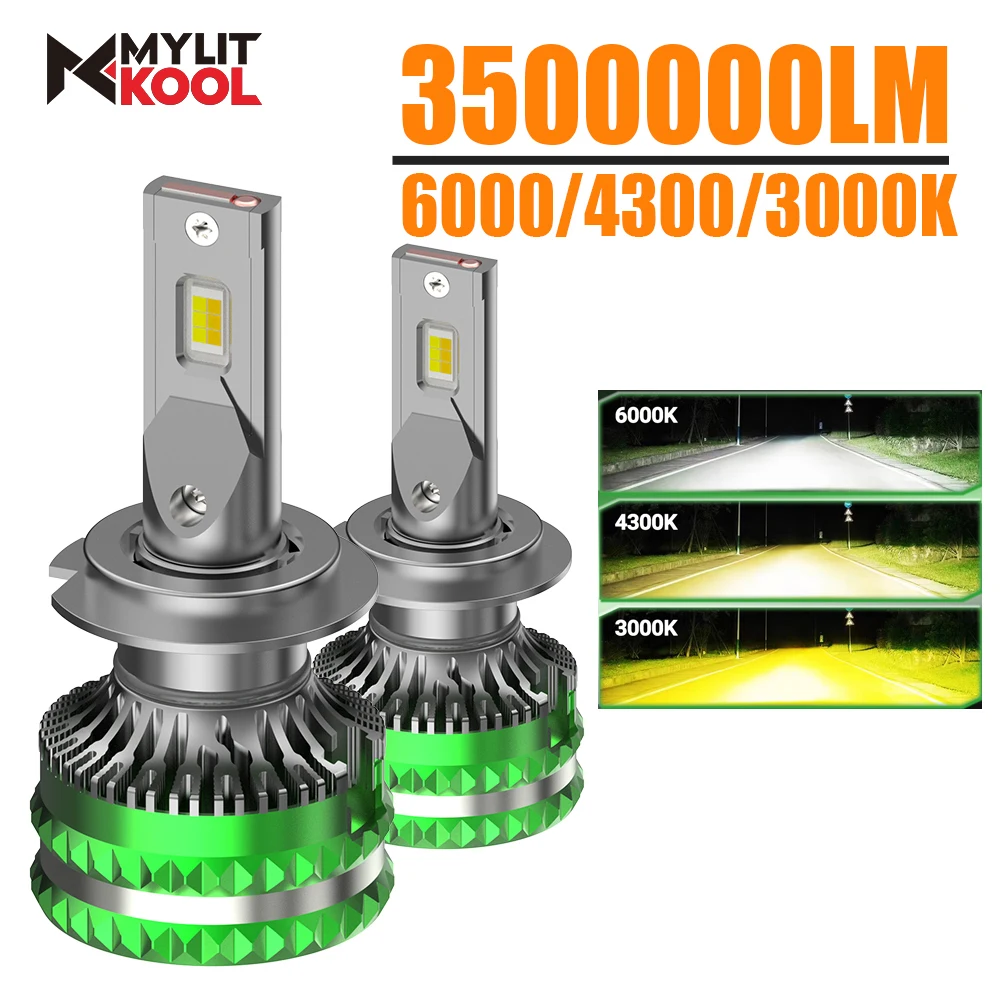 

Светодиодные лампы для фар H7 3000K 4300K 6000K, универсальные, CANBUS, 100W, H4 H11 H8 H9 H1 9005 HB3 9006 HB4, противотуманные фары, 3 цвета света