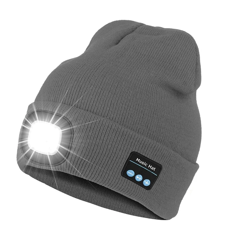 Bluetooth Hat With Lamp, Upgraded Musical Knitted Cap With Headphone And Built-In Stereo Speakers