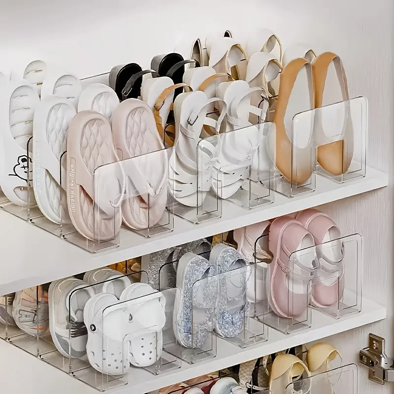 2pcs 4-Grid Children's Shoe Rack, Acrylic Transparent Organizer for Baby Shoes, Small Footwear Storage Shelf, Shoe Cabinets