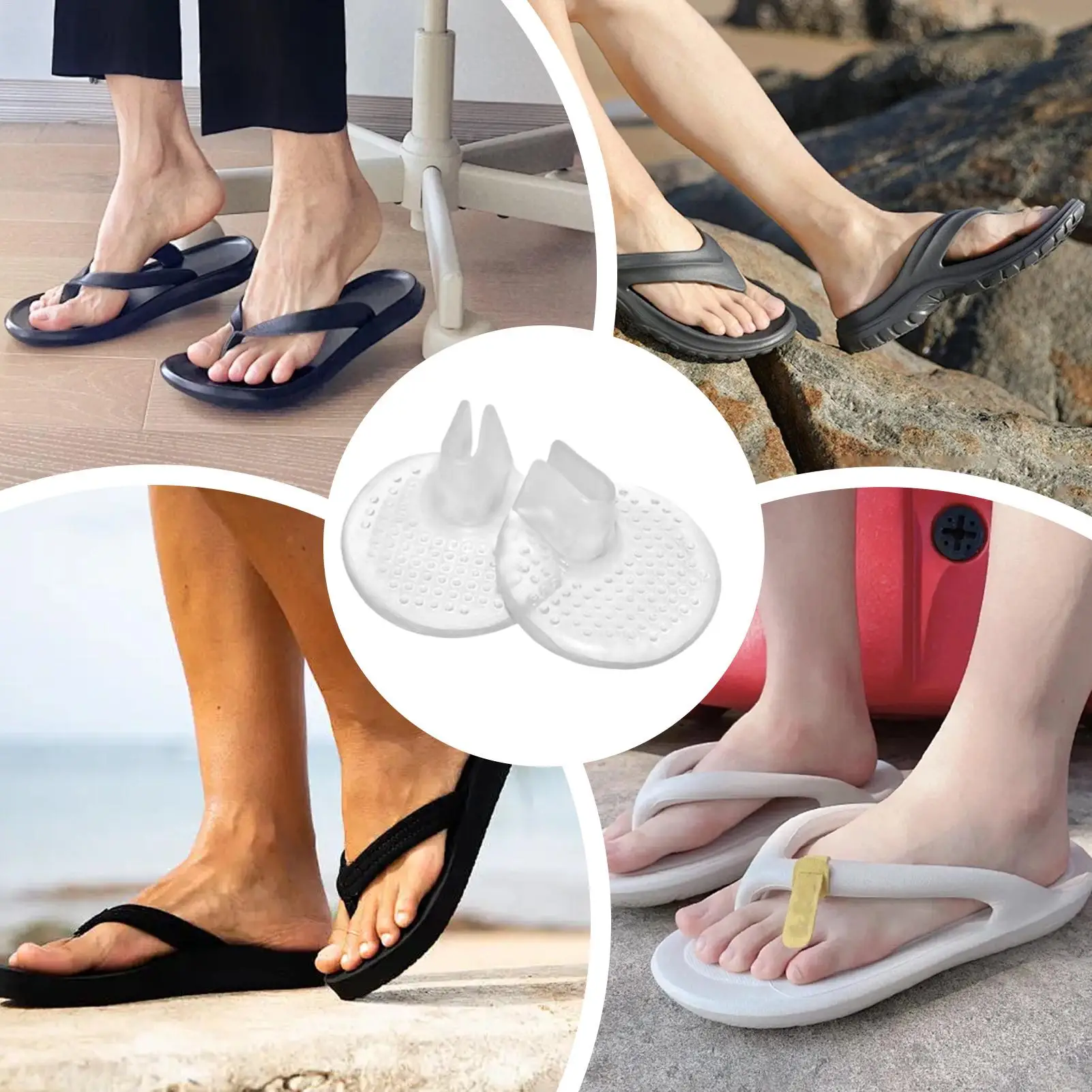 Sandal Toe Protector Silicone Non-Slip Clear Reusable Toe Thong Sandal Cushion For Men Women Home Beach Vacation Shopping