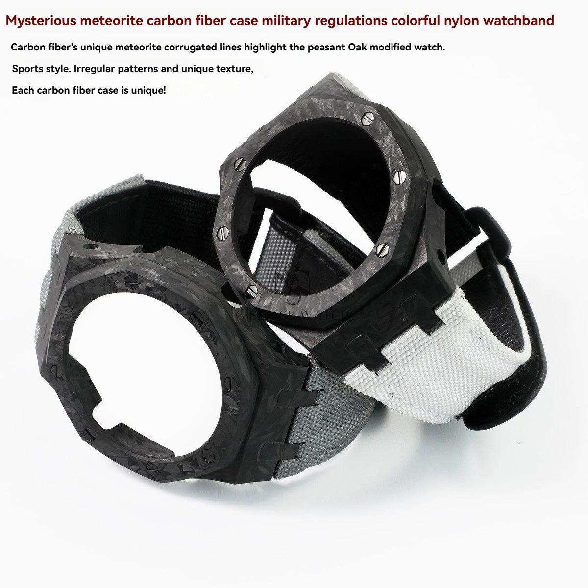 Modified GM-2100 GA2100 Meteorite Carbon Fiber Case Set for Casio GA-2100/2110/B2100 GBM-2100 Nylon Watch Strap Accessories