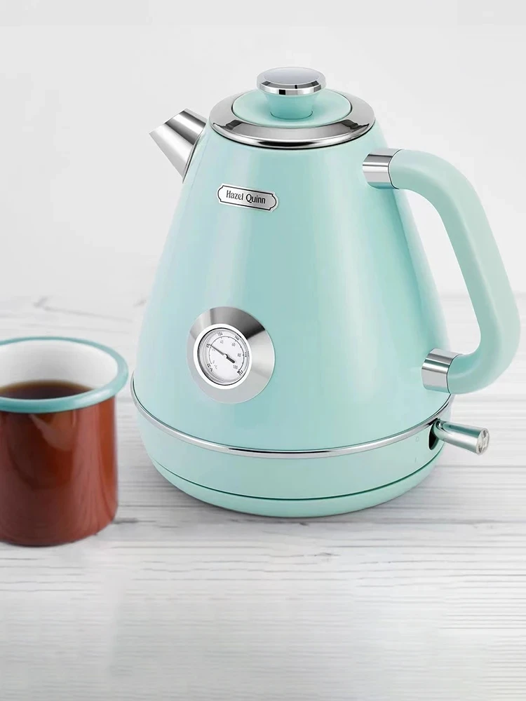 

Retro Electric Kettle with Thermometer Stainless Steel Vintage Stove Top Tea Kettle Whistling Pot for Kitchen Home