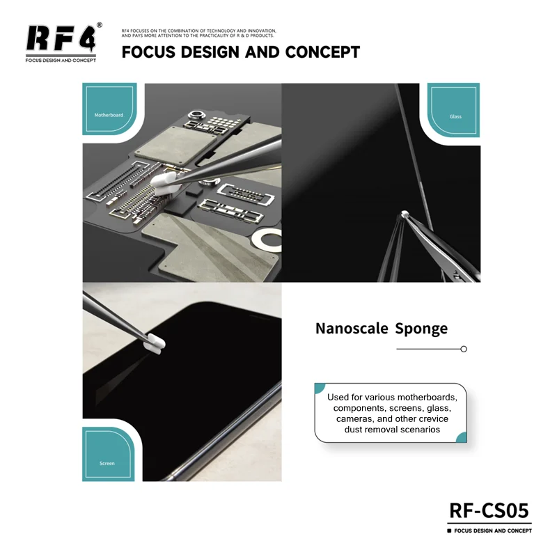 

RF4 RF-CS05 500 шт. Волшебные нано-губки для очистки без остатка, для мобильных телефонов, электроники, компонентов печатных плат, инструмент для чистки