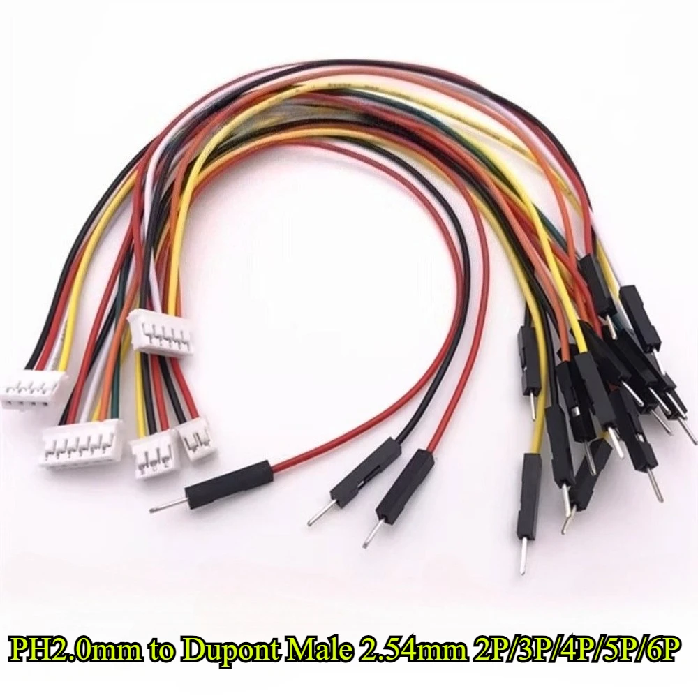 5/10/30/50Pcs/lot PH2.0mm to Dupont line 2P/3P/4P/5P/6P to 2.54mm Dupont Male Electronic Wire Connector 26AWG 20cm Cable
