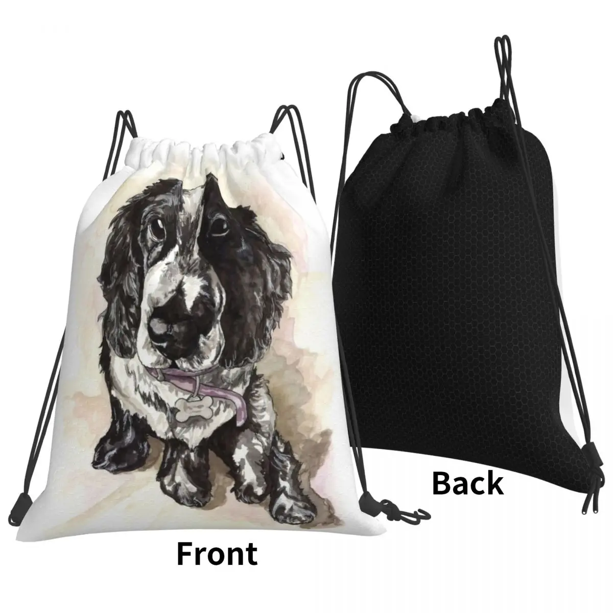 Cocker Spaniel Backpacks Casual Portable Drawstring Bags Drawstring Bundle Pocket Shoes Bag Book Bags For Travel Students