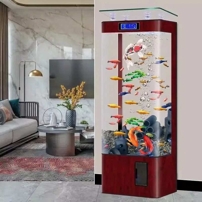 Living room on the filter ecological molding TV cabinet next to the vertical floor glass cabinet square integrated