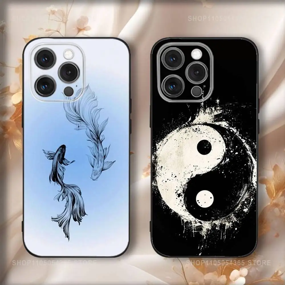 

Koi Carp Fish Yin Yang Phone Case For iPhone 17,16,15,14,13,12,11,Pro,Max,Plus,Air,X,XS,XR,SE,8,7,Mini,Soft Black Funda