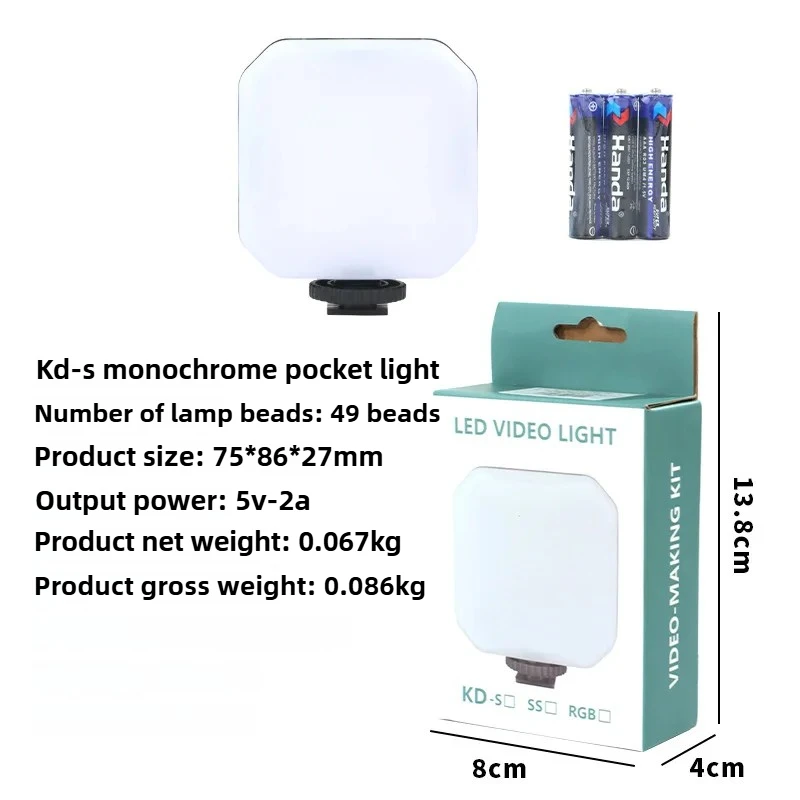 Pocket-Sized Phone Fill Light Mini Portable Camera Light with 3 Color Temperatures and RGB Mode for Live Streaming Selfie Makeup