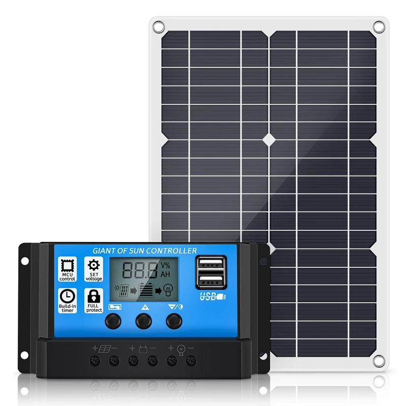 مجموعة ألواح شمسية لقارب القافلة والمتنقل ، شاحن ، وحدة تحكم ببطارية 100 أمبير ، كارو ، 12 فولت
