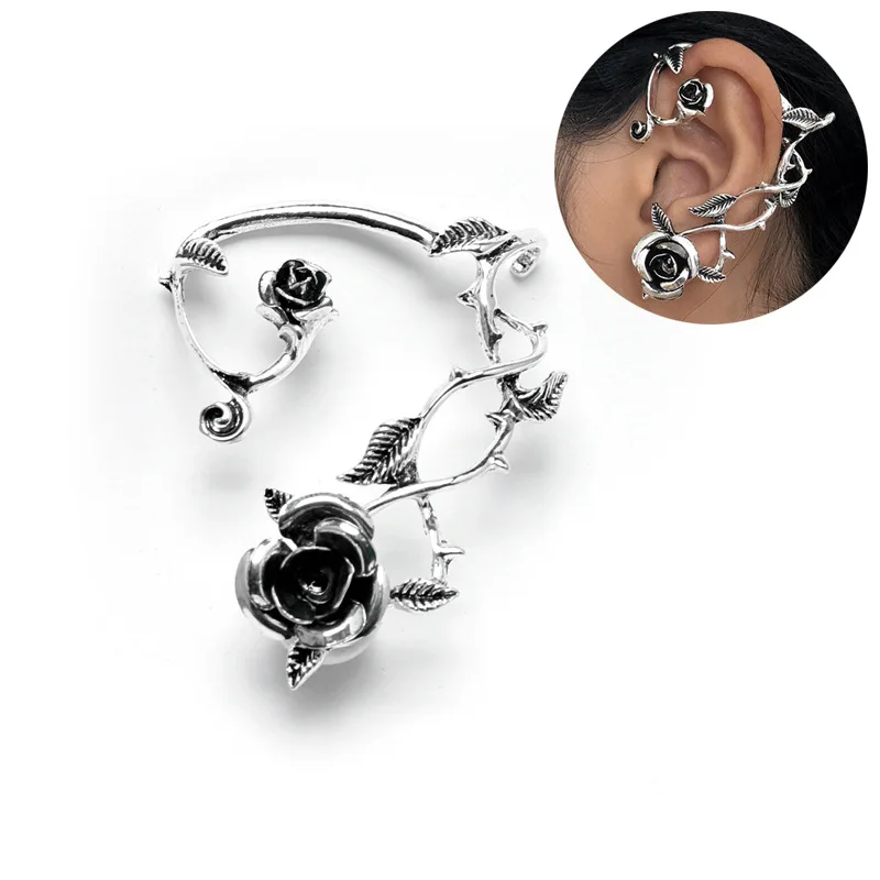 Hot Selling Dark Retro Rose Earrings Earrings Gothic Punk Style Personalized Earrings Earrings cross-Border Wholesale