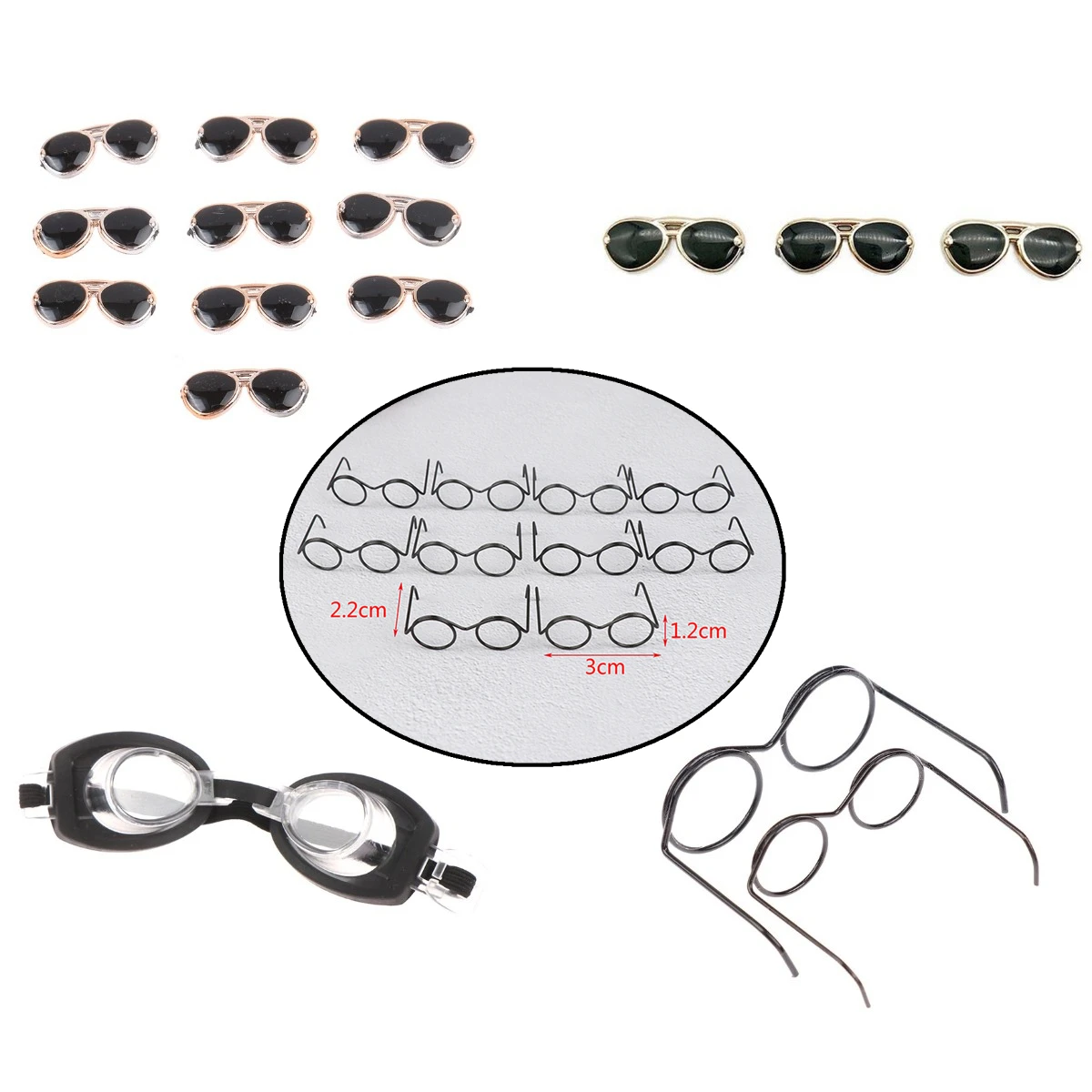 1/2/10/12 Stuks Voor 1/6 Pop Rond Frame Zonder Lens Retro Cool Pop Zwarte Bril Mode Ronde Frame Lensloze Retro Coole Pop Bril